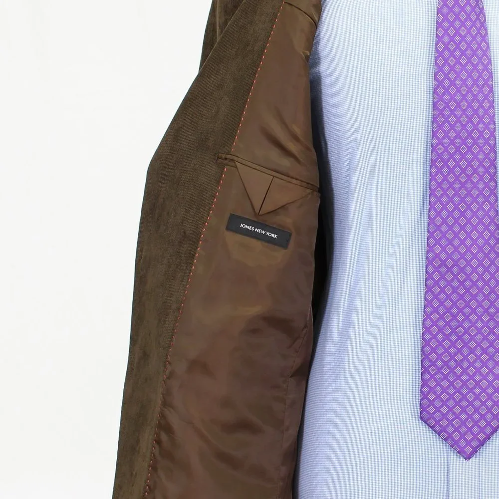 Jones New York 44L Brown Solid 2-Button Sport Coat Blazer Jacket V409